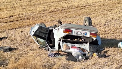 Kütahya'da otomobil tarlaya uçtu: 2 yaralı