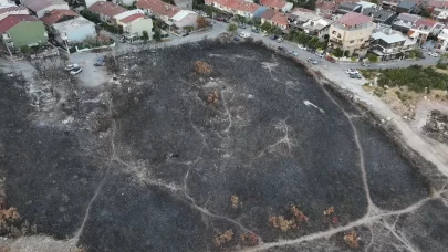 İzmir’de yanan alanlar dronla görüntülendi