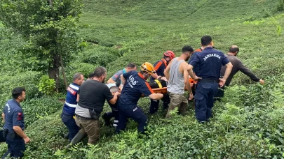 Rize'de üzerine ilkel teleferik düşen kadın yaralandı