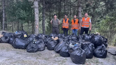 D100 karayolunun yanındaki ormandan 200 torba çöp çıktı
