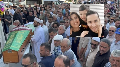 Boğularak öldürülen anne ve oğlu son yolcuğuna uğurlandı