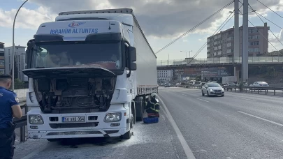 Seyir halindeki tırda yangın korkusu