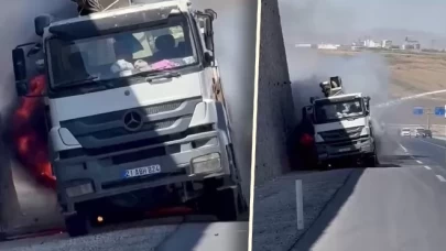 Diyarbakır’da kamyon seyir halindeyken alev aldı