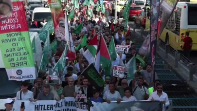 İstanbul'da Gazze'ye destek yürüyüşü düzenlendi