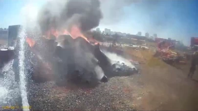 Diyarbakır'da tonlarca kauçuk ve zemin yapıştırıcısı yandı