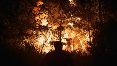 Gelibolu'da çıkan yangında, metrelerce uzaktan gelen kıvılcımın yayılma hızı görüntülendi