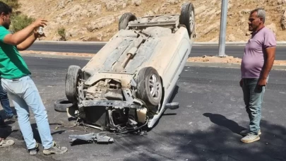 Adıyaman’da otomobil takla attı