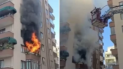 Bursa'da yedi katlı binada korku dolu anlar