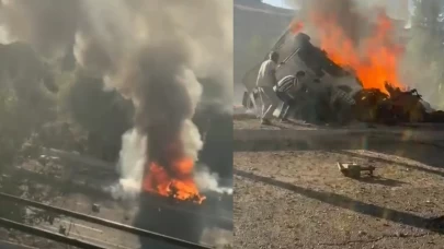 Alev alev yanan tırın sürücüsünü vatandaşlar kurtardı