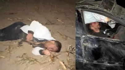 Akıl almaz kaza! Alkollü sürücünün kontrolünden çıkan araç taklalar atarak tarlaya uçtu