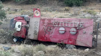 Yangın bölgesinden dönen arazöz şarampole yuvarlandı