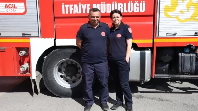 Çankırı’da itfaiyeci çiften omuz omuza bir çalışma