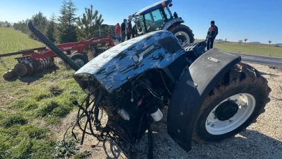 Mucize kurtuluş! İkiye ayrılan traktörden sağ çıktı