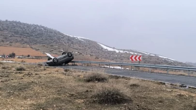 Batman'da korkutan kaza! Otomobil takla attı