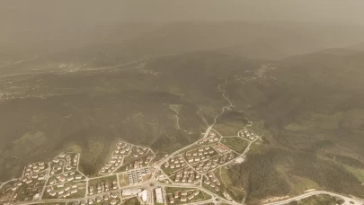 Toz taşınımı Düzce'yi tuttu! Dronla görüntülendi