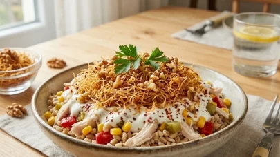 Yoğurtlu soslu 'Kadayıflı Tavuk Salatası'!