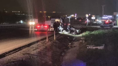 Ankara'da kontrolü kaybeden araç takla attı