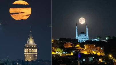Türkiye'de ''Mavi Dolunay'' etkisi! Görsel şölen oluştu