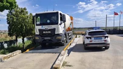 Yük sınırını aşan araca ceza yağdı