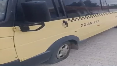 Keşan’da vicdansızlık: Minibüsün lastiklerini kestiler
