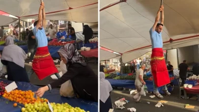 Pazarcı metrelerce havaya uçtu