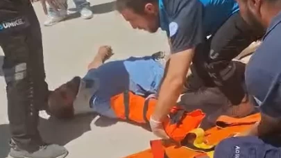 Aksaray’da cam silerken feci kaza