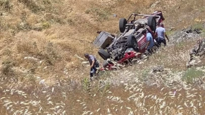 Yangın ilk müdahale aracı uçuruma yuvarlandı! İşçiler atlayarak kurtuldu