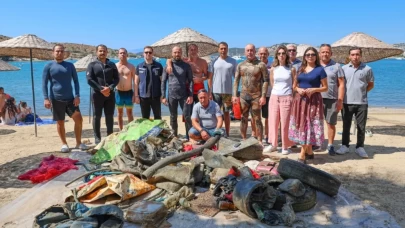 Bodrum Gümbet'te denizden 310 kilogram atık çıkarıldı!