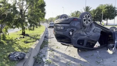 Kartal’da otomobil takla attı