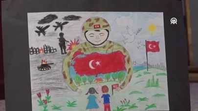Mehmetçik ve vatan için çizdiler!