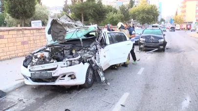Otomobil 3 araca çarpıp savruldu