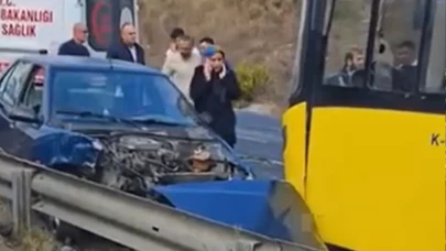 Başakşehir'de İETT otobüsü otomobille çarpıştı