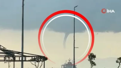 Yalova'da deniz üzerinde hortum