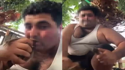Kuşun başını ağzıyla koparıp sosyal medyada paylaştı!