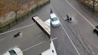 Suya kapılan kadını vatandaşlar kurtardı!