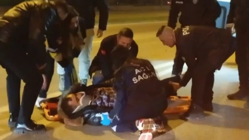 Bursa’da yolun karşısına geçerken otomobil çarptı: Az kalsın canından oluyordu