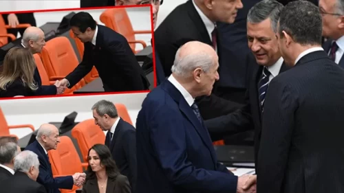 MHP Lideri Devlet Bahçeli Meclis'te birleşmenin sembolü oldu! Tokalaşmak için sıraya girdiler