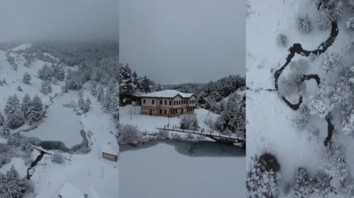 Erzincan’daki Dumanlı Tabiat Parkı karla kaplandı