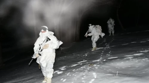 Mehmetçiğin karlı arazide gece eğitimi