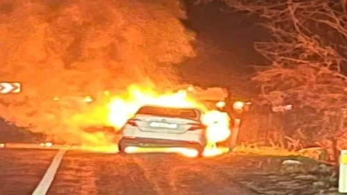 Bursa'da otomobil seyir halindeyken alev alev yandı