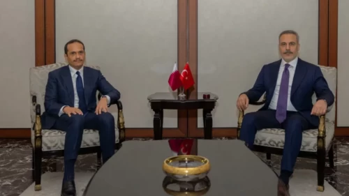 Bakan Fidan, Katar Başbakanı Al Thani ile Ankara’da bir araya geldi