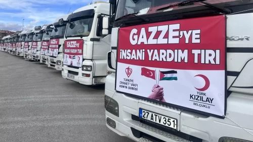 Konya’dan Gazze’ye şefkat köprüsü: 15 yardım tırı yola çıktı