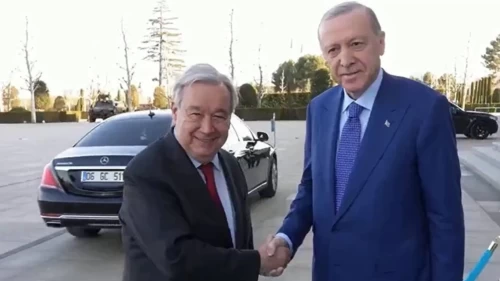 Cumhurbaşkanı Erdoğan, BM Genel Sekreteri Guterres’i Külliye’de kabul etti