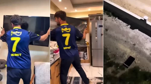 ''Galatasaraylılarla maç izlemem'' dedi televizyonu yumruklayıp camdan fırlattı