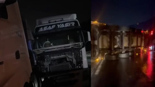 Sakarya’da 3 tır birbirine girdi! Bilecik istikameti trafiğe kapandı