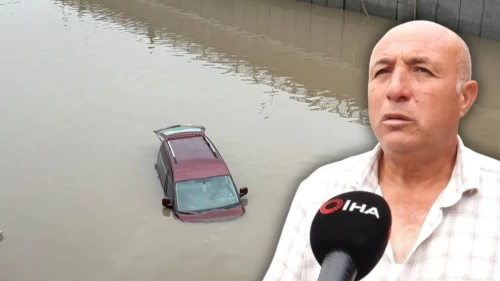 Alt geçitte mahsur kalan sürücü gözyaşlarına boğuldu