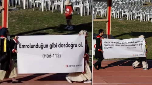 ODTÜ mezuniyetinde alkış alan pankartlar!