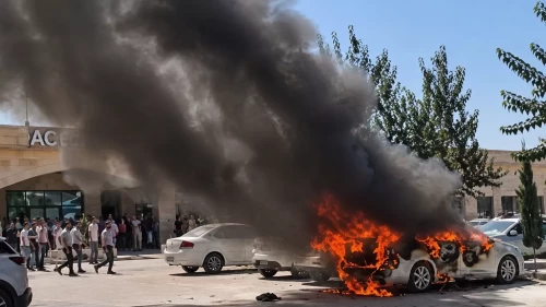 Şanlıurfa’da hastane otoparkında korkutan patlama