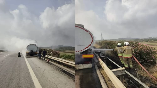 Yanıcı madde taşıyan tanker alev aldı!