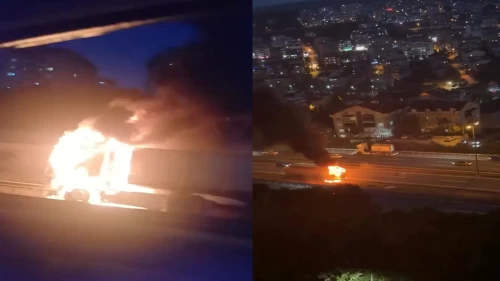 TEM Otoyolu’nda korkunç kaza! TIR alev alev yandı